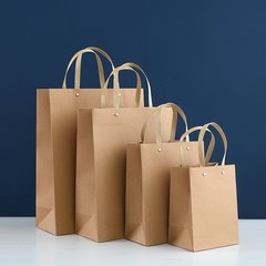 260g Rivet Kraft Paper Horizontal-Format Tote Bag for Advertising, Cosmetics, and Clothing; Vertical-Format Gift Bags