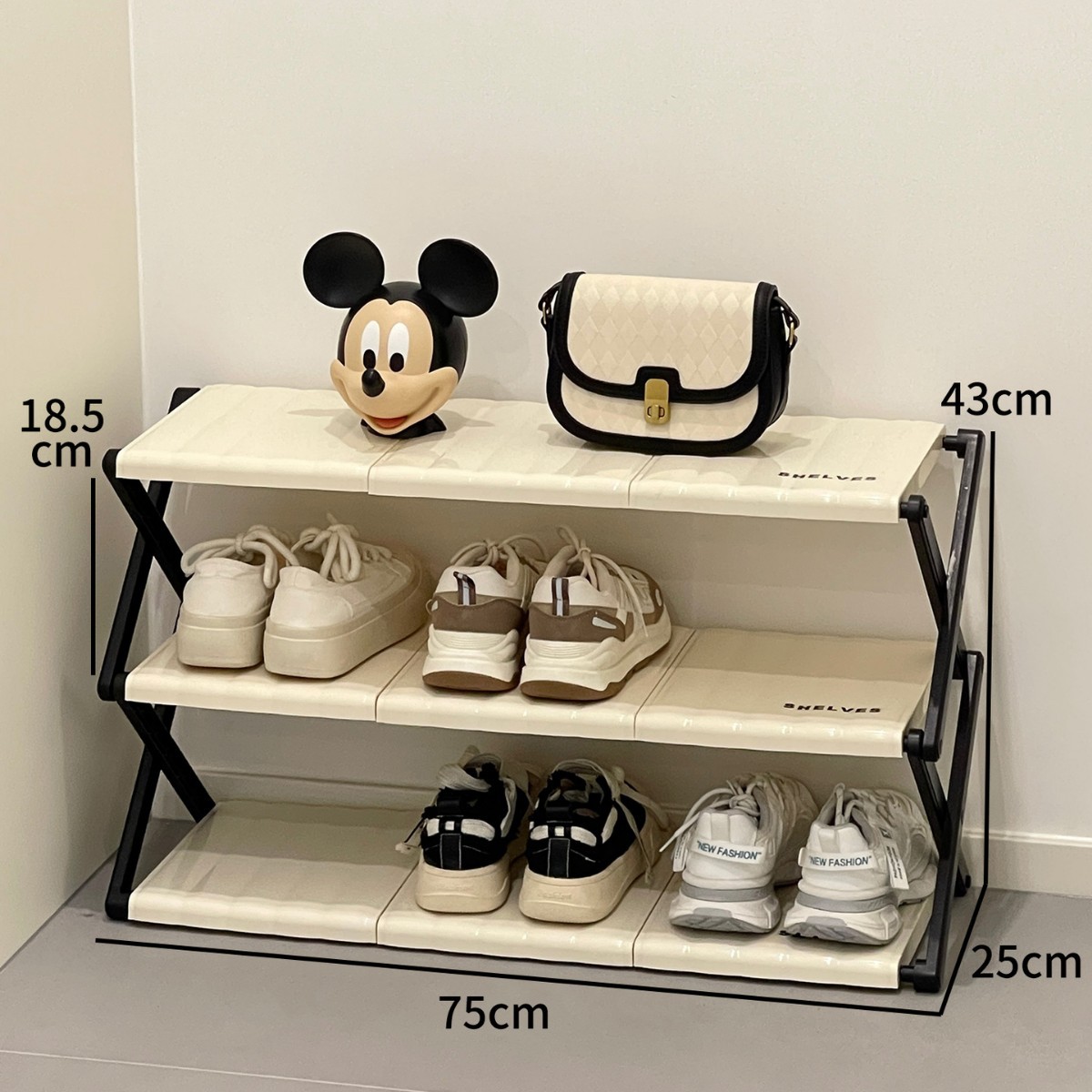 Water Ripples [Large Three-layer] Folding Shoe Rack