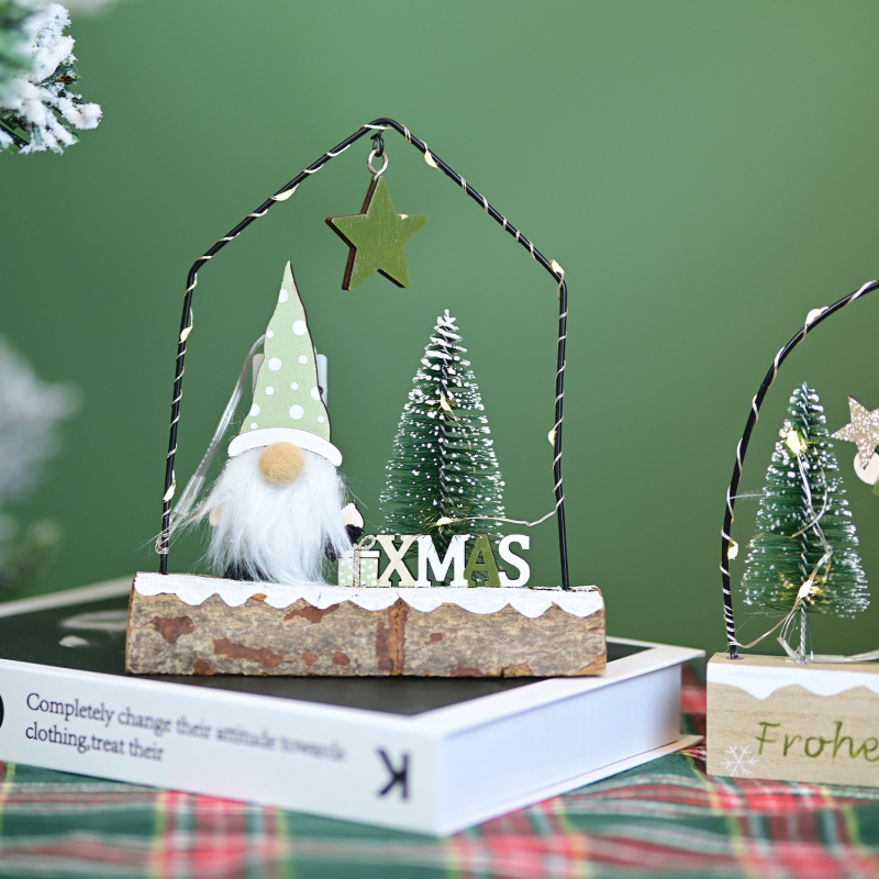 クリスマスデスクトップ装飾品クリスマス木製プレゼント地精雰囲気暖かい光フォトフレーム小夜灯クリスマス装飾|undefined
