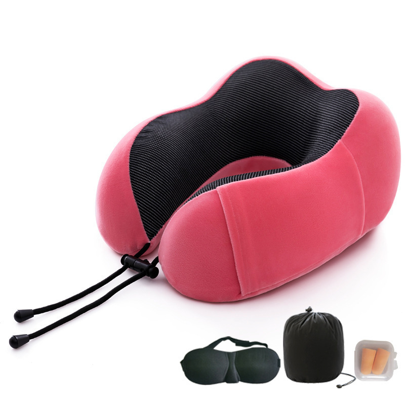 Algodón de memoria transfronteriza almohada de cuello tipo U almohada de columna cervical tela magnética almohada de avión de viaje portátil almohada de cuello almohada de cuello