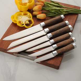 Foreign Trade Kitchen Knife Wood Grain Double Electroplated Bread Knife Meat Knife Fruit Knife Chef Knife Steak Knife Universal Knife