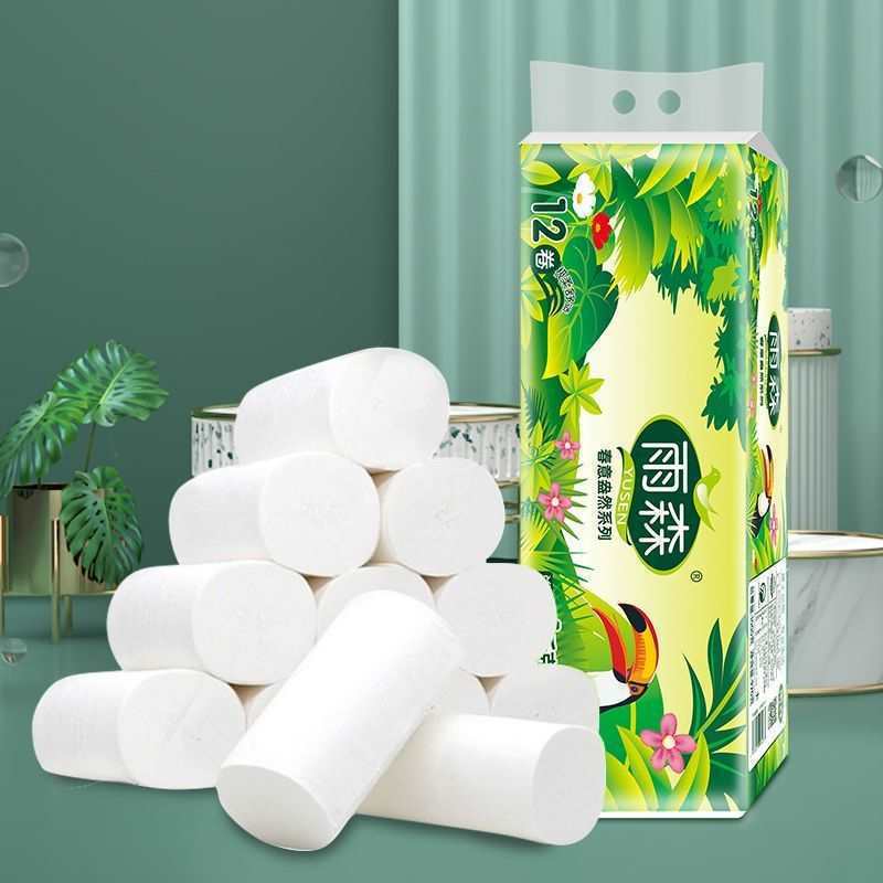 Yu Sen papel higiénico 10 jin 60 rollos de 5 capas de agua húmeda para el hogar papel de mano sin núcleo 2 jin flexible 12 rollos de mujeres y bebés