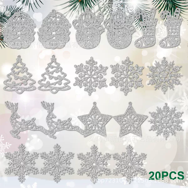 20pcs silver Christmas pendant set