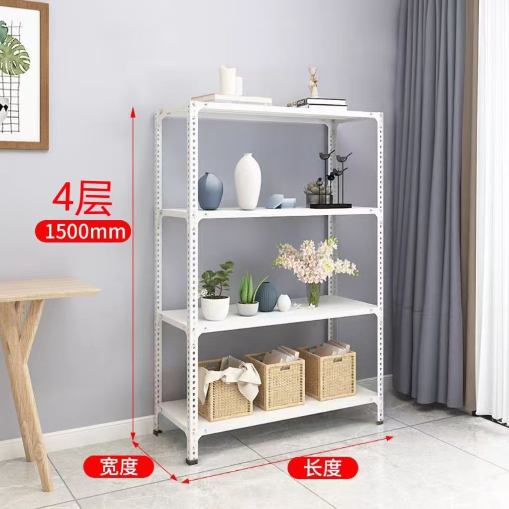 Estanterías de acero angular, estantes de exhibición de varias capas de pie, estanterías de hierro para balcones de almacenes domésticos y supermercados, almacenamiento grueso y estable