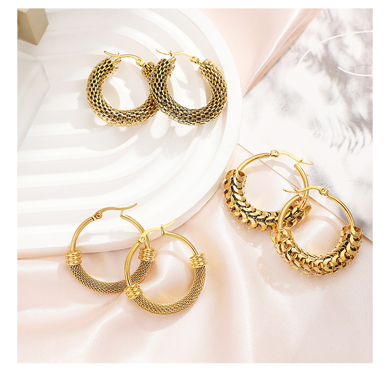 1 Pair Simple Style C Shape Plating 201 Stainless Steel Earrings display picture 2