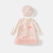 女童连衣裙秋装新款宝宝公主裙套装周岁礼服秋冬薄绒儿童背心裙子