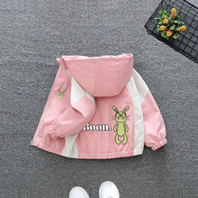 加工定制童装2025女童秋装新款女宝宝长袖冲锋衣连帽可爱拼色外套