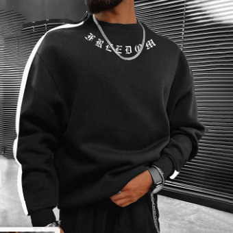 2024 Europa y América Cross-border primavera y otoño impresión digital para hombres tendencia de moda casual suéter de cuello redondo manga larga