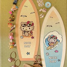 创意卡通凯蒂猫冲浪板仿羊绒柔软脚踩地毯家用卧室床边毯现货批发