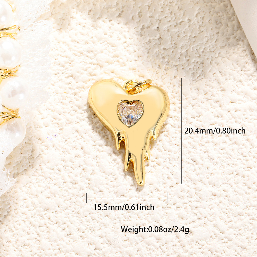 1 Pieza 20x21mm Cobre Perla Circón Forma De Corazón Colgante display picture 5
