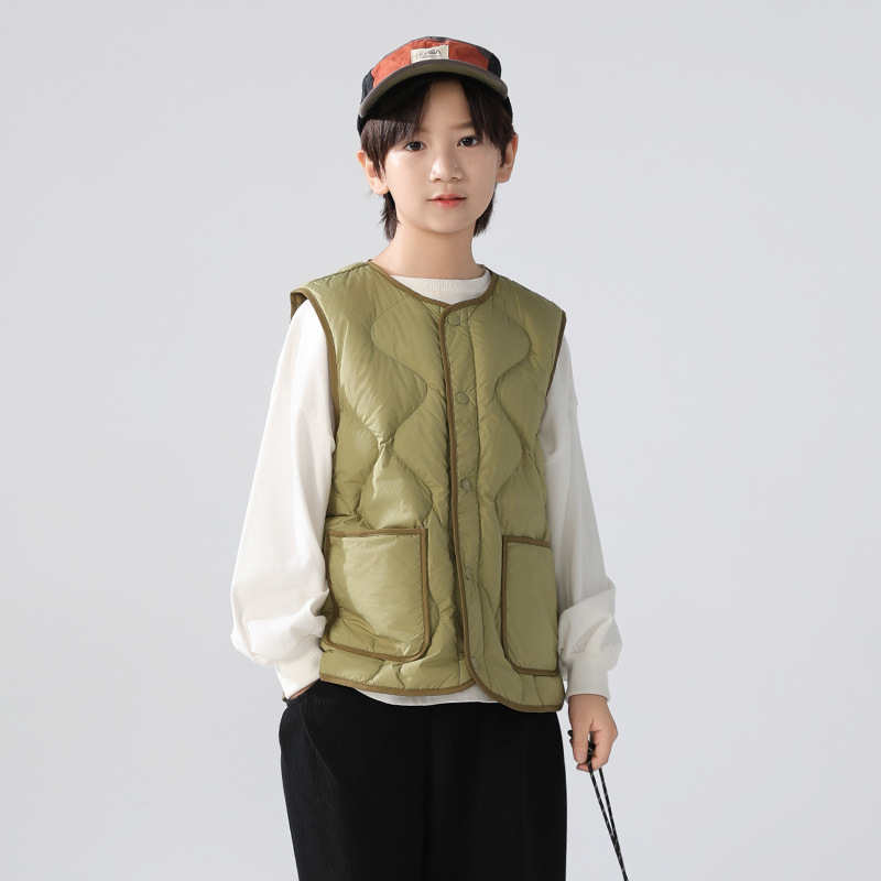 Children's down vest, boys' warm vest, winter wear, girls' new style inner lining, children's clothing winter clearance sale