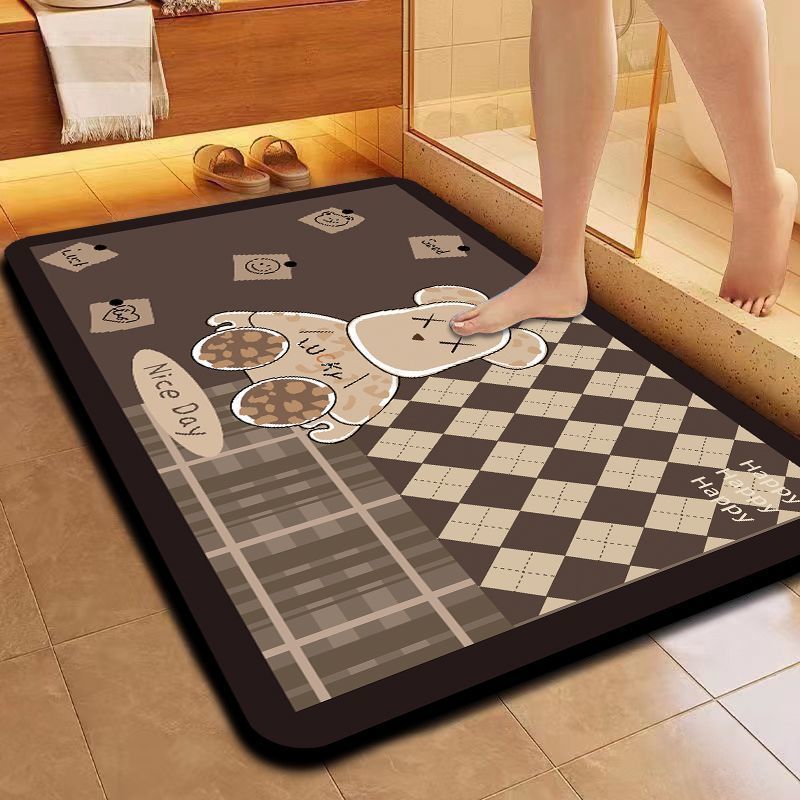 Alfombrilla minimalista para baño de barro de diatomeas Alfombrilla antideslizante para baño de estilo nórdico Alfombrilla ligera resistente a las manchas en forma de diamante de lujo