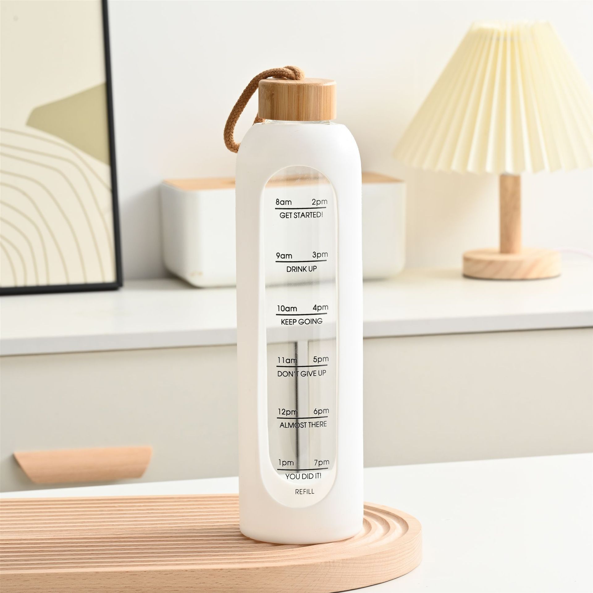 Botella de agua de vidrio portátil de gran capacidad, copa de agua de vidrio de borosilicato resistente a altas temperaturas de una sola capa, una pequeña cantidad de personalización