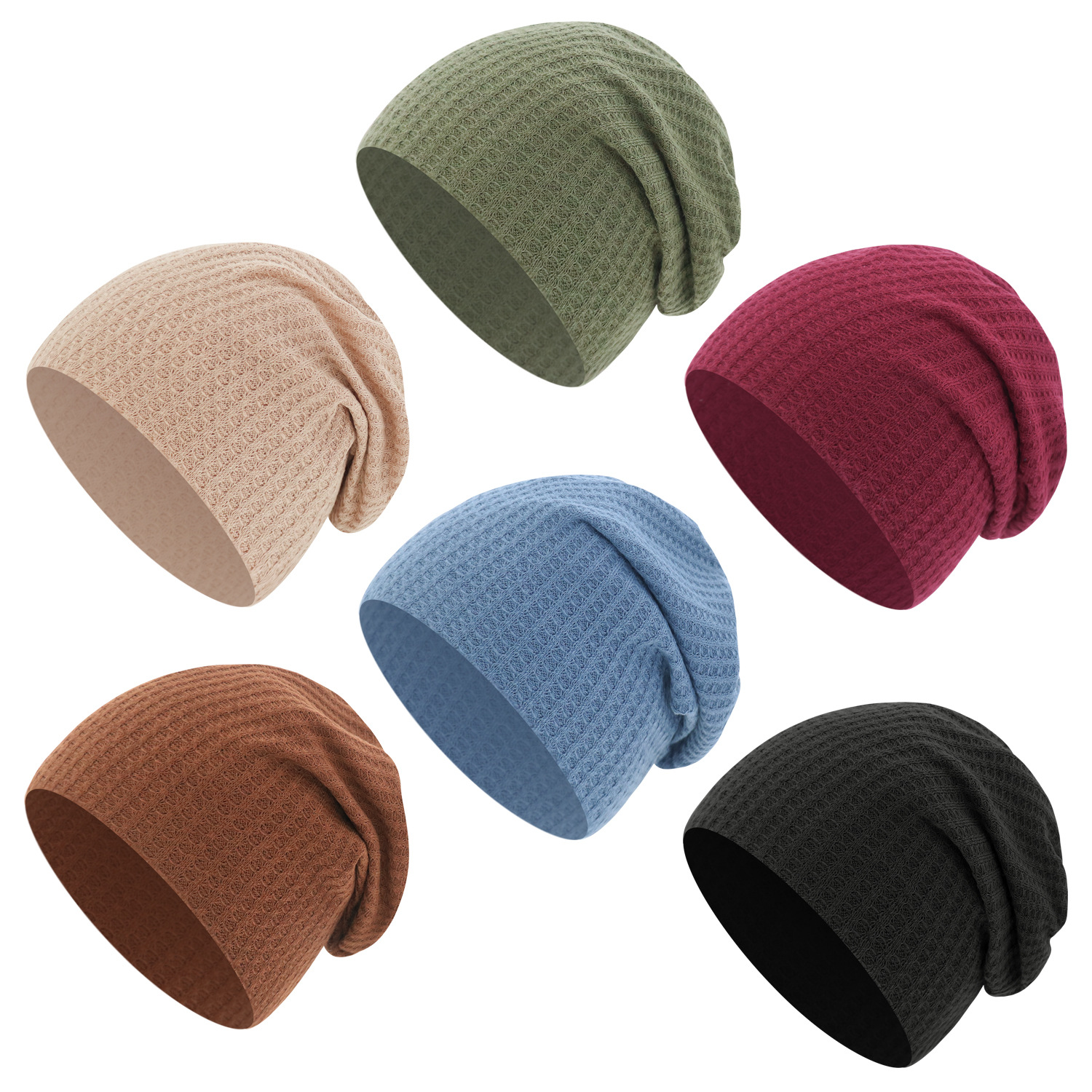 2025 Overseas Export Newborn Fetal Cap Knitted Double-Layer Hip-Hop Hat Waffle Solid Color Baby Hat Baby Wholesale