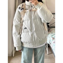 立领羽绒服女短款冬季白鸭绒小个子美式宽松保暖加厚情侣棒球外套