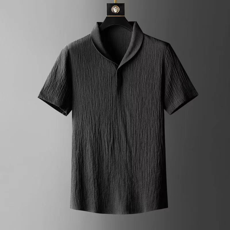 Men's Ethnic Style Ice Silk Thin Short Sleeve T-Shirt Casual Plus Size Loose Top Mid Sleeve Set Summer Sports Two Piece_viptrois.com