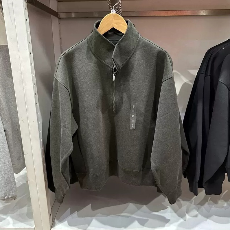 Autumn Unisex Couple's Half-Zip Sweatshirt, Loose Fit, Stand-Up Collar Pullover, Casual Top 491119