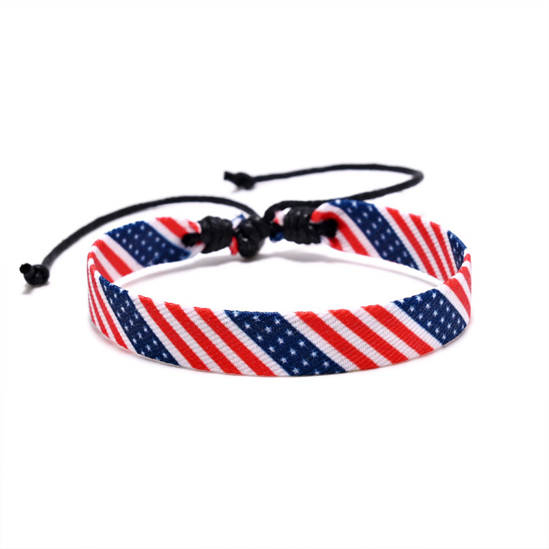 Cross Border US Flag USA Fabric Bracelet Holiday Party Commemorates Patriotism Independence Day Woven Bracelet