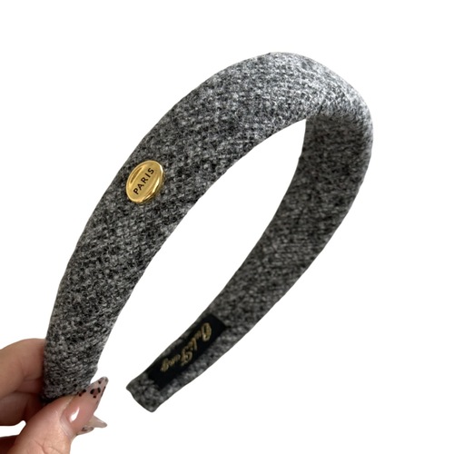 Oval gold buckle literary retro wide version headband new style exquisite foreign style sponge high skull headband high-end and simple