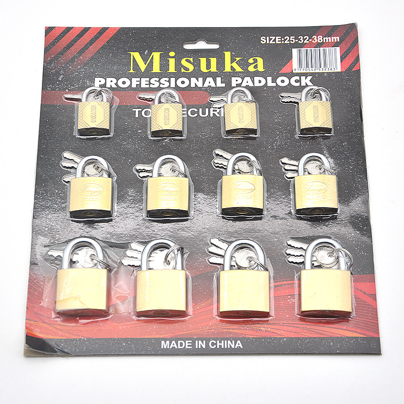Juego de candado genuino Juego de 12 piezas Cerradura de puerta grande Cerradura pequeña universal Cerradura de puerta Cerradura de apertura simple combinación de candado de cobre de imitación