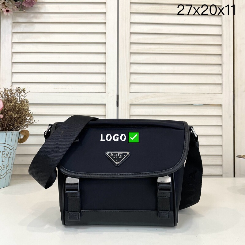 Popular Men's Shoulder Bag Made of Oxford Cloth with Leather and Waterproof Fabric, Casual Crossbody Bag with Multiple Layers, Large Capacity, Simple Messenger Bag