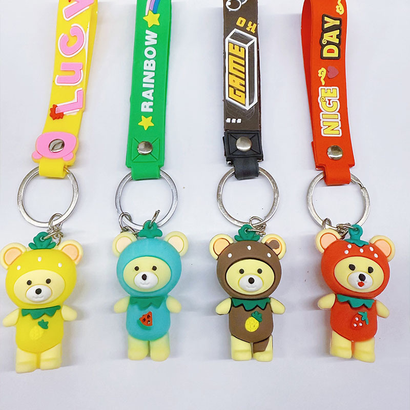 Creative New Fruit Bear Pendant Trendy Three-Dimensional Cartoon Pvc Doll Couple Bag Pendant Promotional Gift