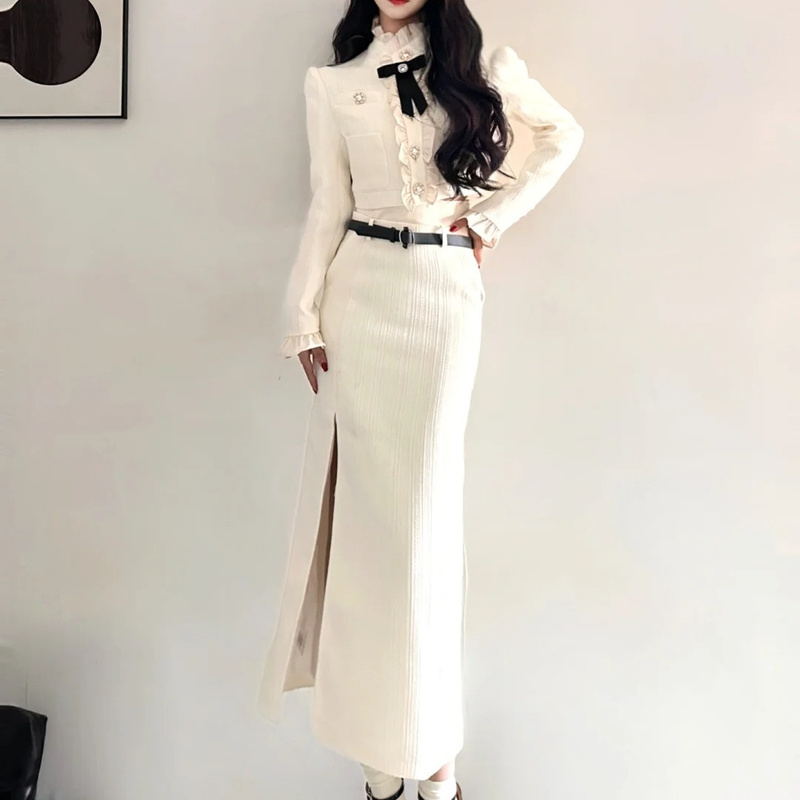 Trendy High-End Korean Drama-Style Blazer Dress for Wealthy Young Women, Chanel-Inspired Elegant Winter Long Dress Two-Piece Set