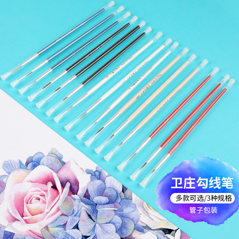 Foreign Trade Cross-Border Tubeed Nylon Hook Pen Gouache Watercolor Oil Painting Hand-Painted Fine Brush Manicure Line Drawing Pen