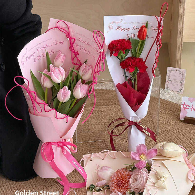 女神节芭蕾风包花纸蝴蝶结包装纸花艺材diy料芭蕾风包花纸批发