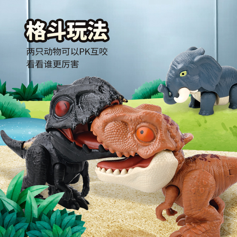Dinosaurio de dedo de mordida transfronteriza juego de juguetes de chatarra en línea con el mismo tipo de niños que morden dinosaurios de mano se mueven T. rex