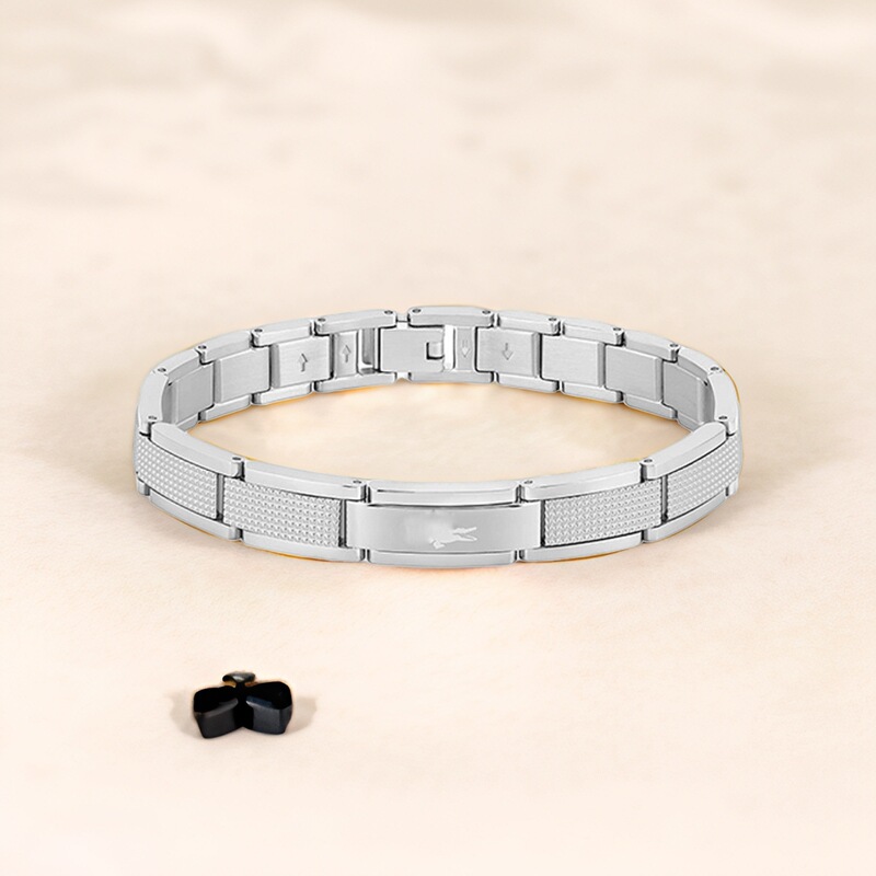 Cross-Border New Stainless Steel Crocodile Curved Bracelet for Men, Versatile Business Accessory, Customizable with Logo Engraving