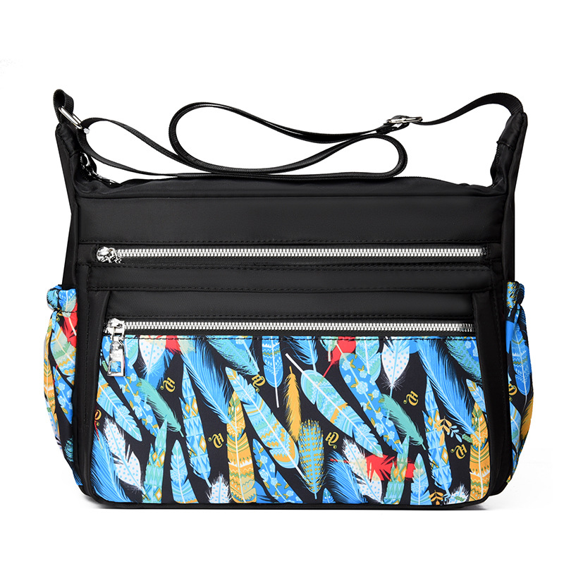 Bolso de hombro para mujeres de mediana edad bolso de la madre moda impresa casual tela de nylon de gran capacidad transfronteriza Venta caliente bolsa de mensajero para las mujeres