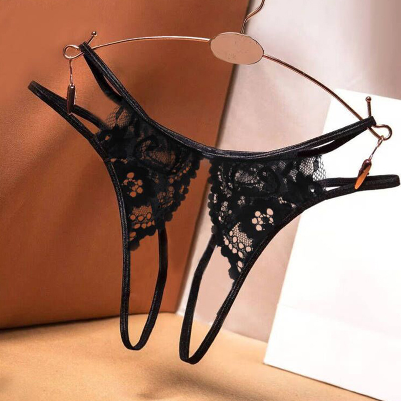 Women's Semi-Transparent Lace Lingerie Panties with Open Crotch, No Need to Take Off, Thin String Splicing Sexy Thong Women's Semi-Transparent Lace Lingerie Panties with Open Crotch, No Need to Take Off, Thin String Splicing Sexy Thong