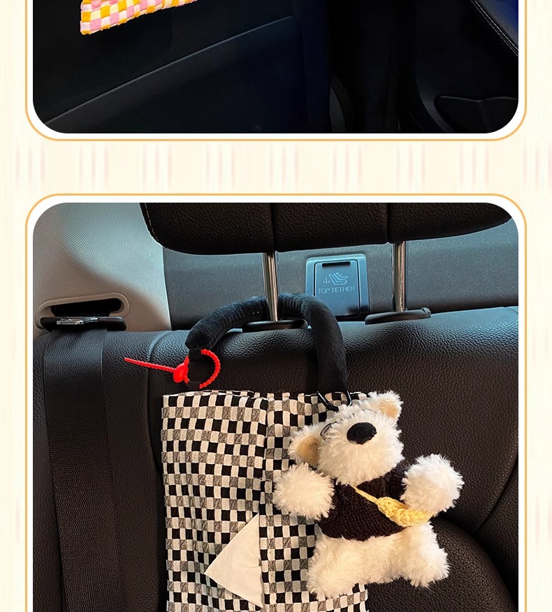 Car Tissue Box Dopamine Car Tissue Hanging Bag Car Paper Box 2024 New Tissue Bag Storage Doll