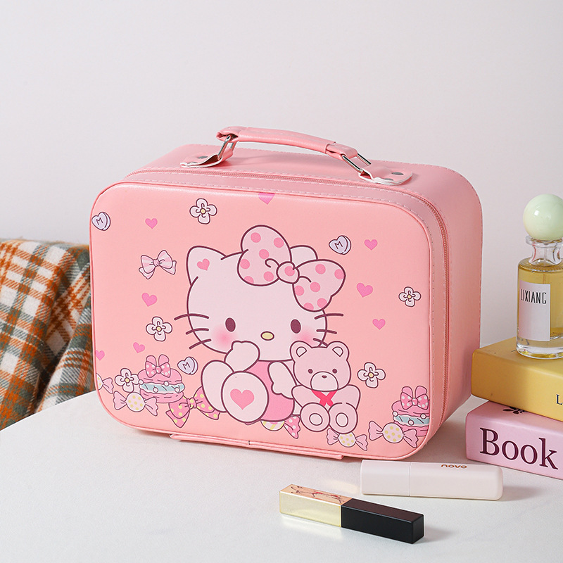 Nueva caja de maquillaje de dibujos animados de alto valor, bolsa de maquillaje portátil de viaje, bolsa de maquillaje portátil de regalo, bolsa de almacenamiento de regalo encantadora