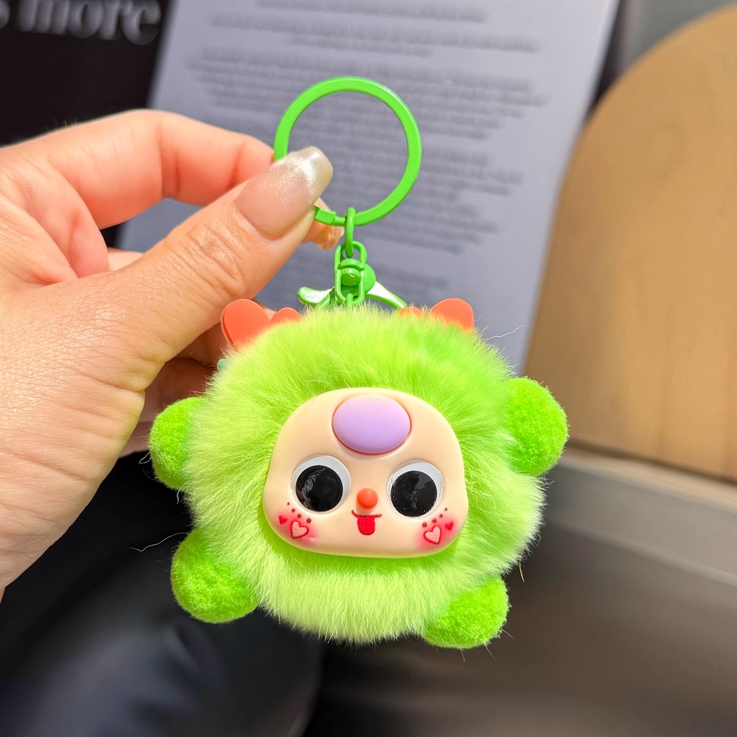 Real Rex piel de conejo dibujos animados elfo muñeca colgante de felpa llavero bola de pelo lindo colgante creativo bolso colgante cadena
