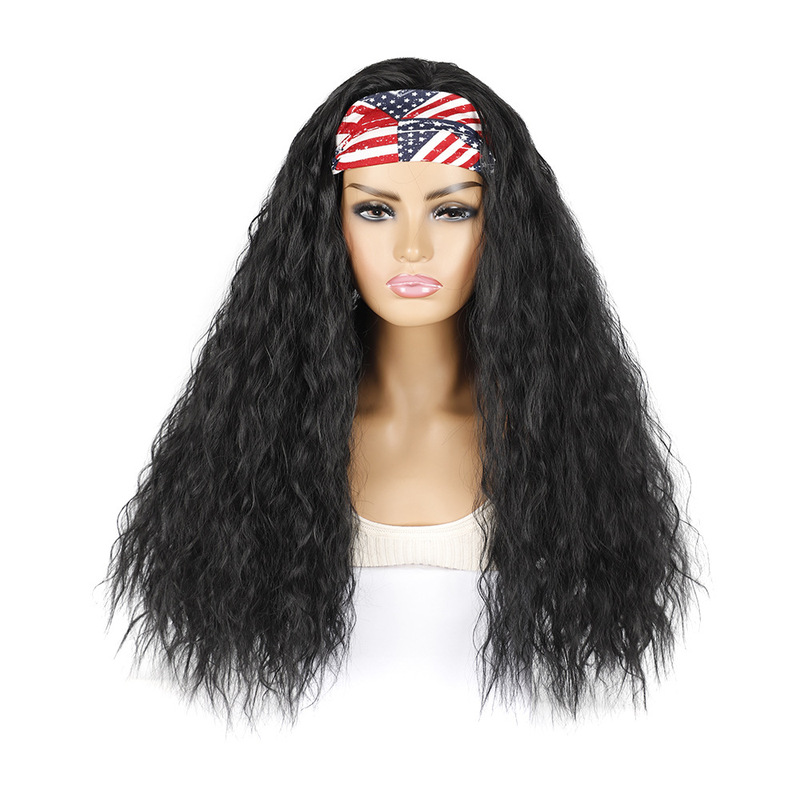 Foreign trade hair band turban wig headgear hair band corn perm long curly hair wig headgear long hair headgear Foreign trade hair band turban wig headgear hair band corn perm long curly hair wig headgear long hair headgear