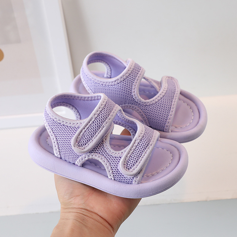 Chaussures d'été en tissu coréen pour enfants, sandales à Velcro respirantes à la mode pour bébés hommes et femmes, plage_voghion.com