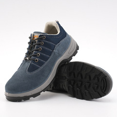 Anti-slip and puncture-resistant safety shoes made of suede leather, wholesale low-priced work shoes with steel toe cap for electrical welding safety.