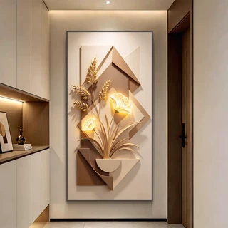 麦穗玄关装饰画入户正对门壁画走廊过道轻奢立体艺术挂画2026新款