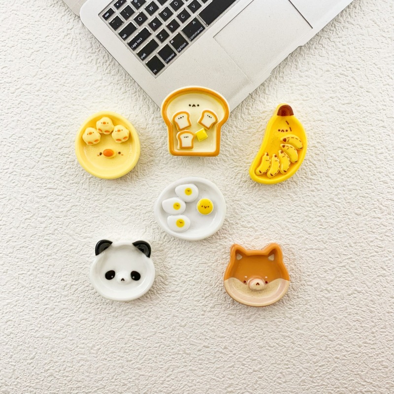 亮面食玩香蕉面包鸡蛋树脂配件diy手机壳服装鞋扣冰箱贴材E18