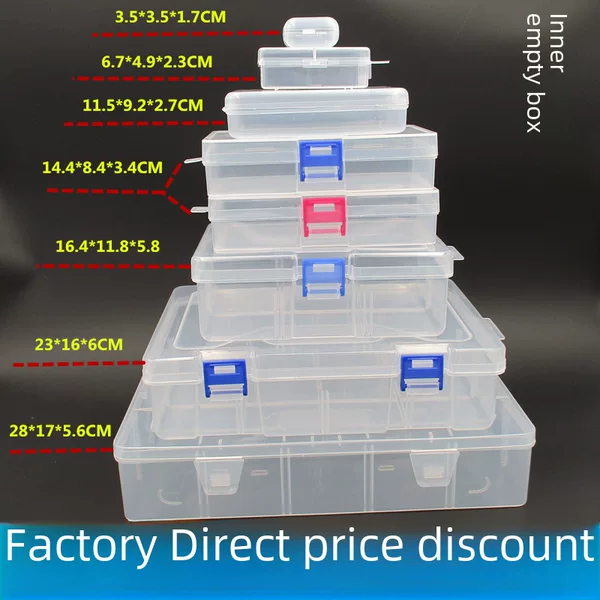 Transparent Empty Box Rectangular Lid Plastic Box Mobile Phone Accessories Hardware Parts Box Sample Packaging Mask Storage Box