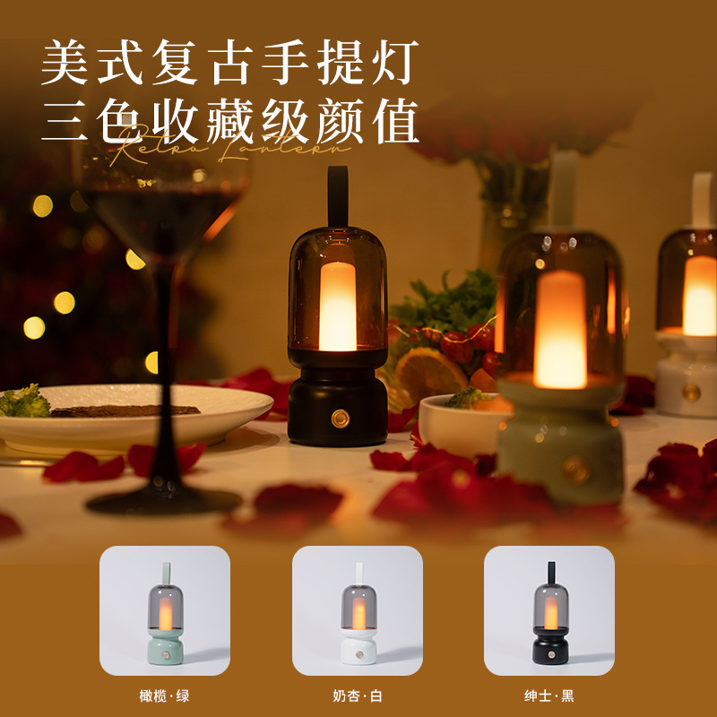 クリエイティブレトロポータブルナイトライト USB 充電デスクトップ装飾品雰囲気ナイトライトベッドサイドナイトライト睡眠ナイトライト|undefined