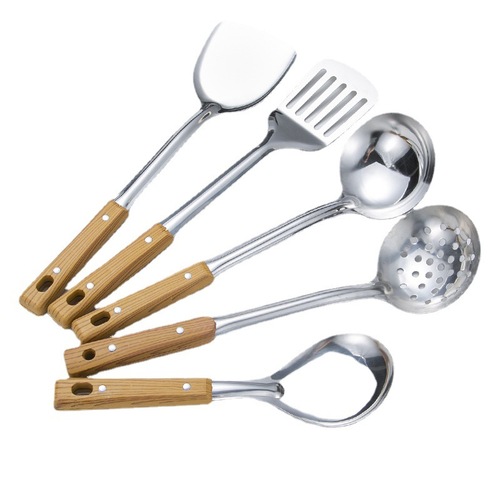 Stainless steel two-prong home kitchen utensil spatula soup spoon pan scraper short rice spoon stir-fry deep fryer