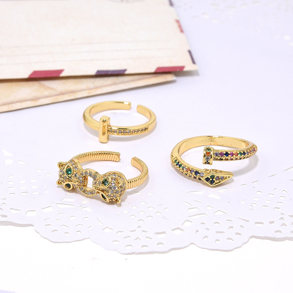 Fashion Geometric Snake Copper Plating Zircon Open Ring 1 Piece