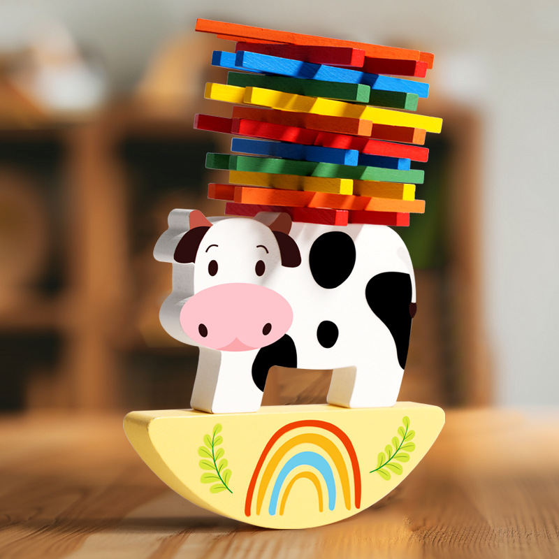 Madera para niños, bloques de construcción de alta inteligencia, juguetes de educación temprana para niños, coordinación mano-ojo, juego de equilibrio de leche al por mayor