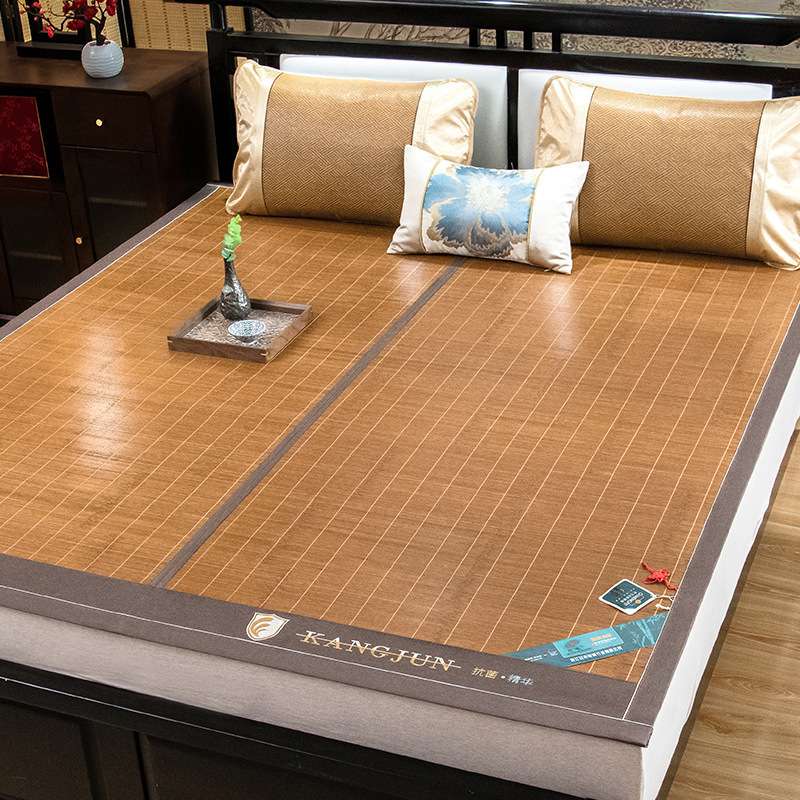 Bamboo mat mirror carbonized bamboo mat double-sided foldable 1.8 meters bed double rattan mat summer mat mat wholesale