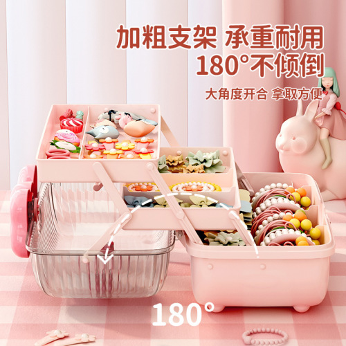 Hair accessories storage box headband necklace Guka large capacity household transparent cover layered desktop children's hair accessories storage box