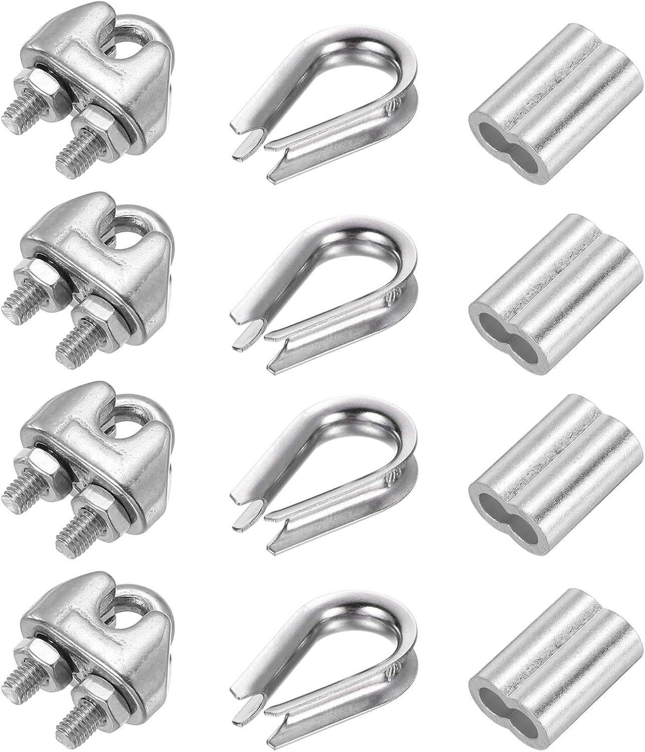 PATIKIL Wire Rope Accessory Set, 304 Stainless Steel 6 Pcs C