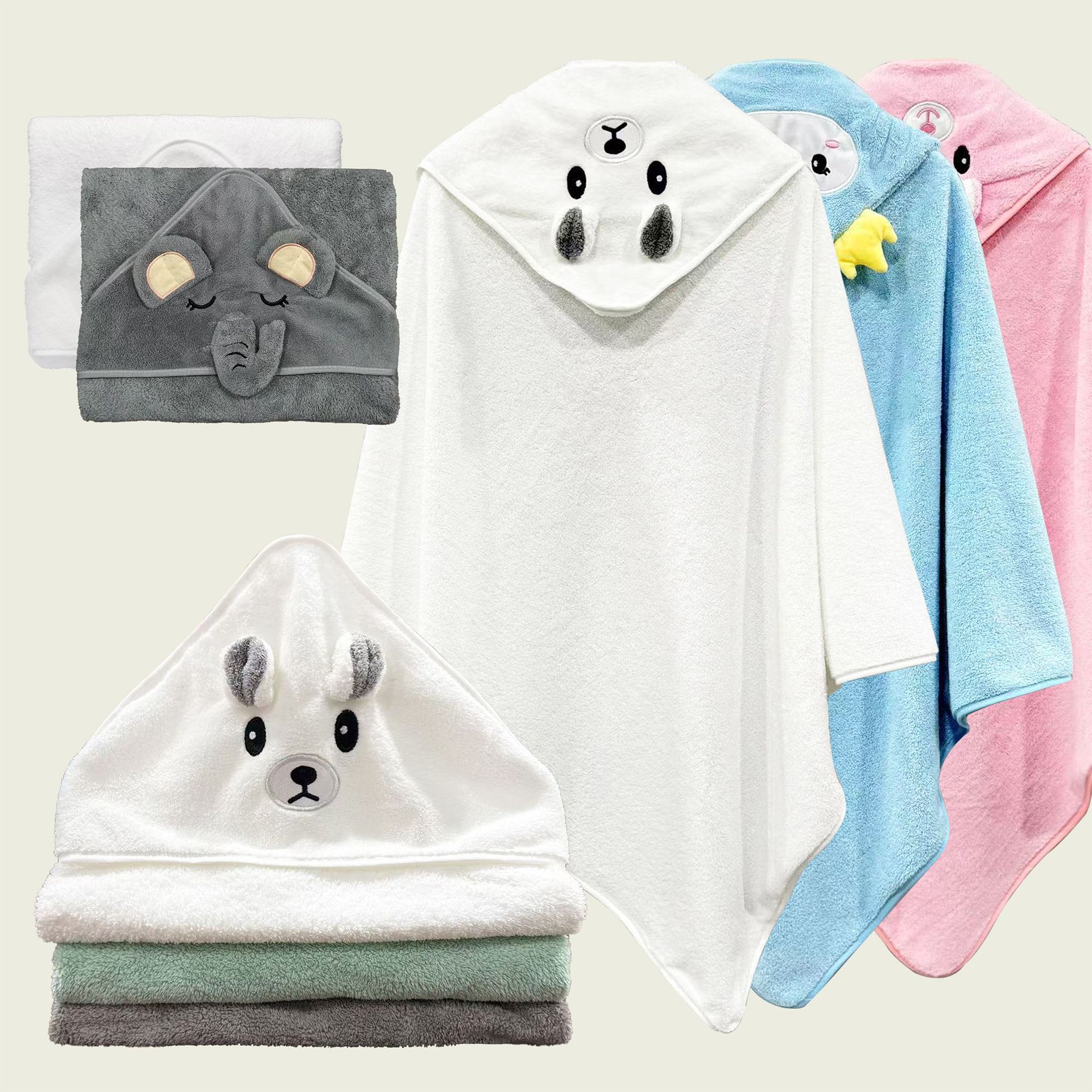 儿童珊瑚绒浴巾A类卡通斗篷吸水速干连帽防风婴幼儿洗澡包裹批发